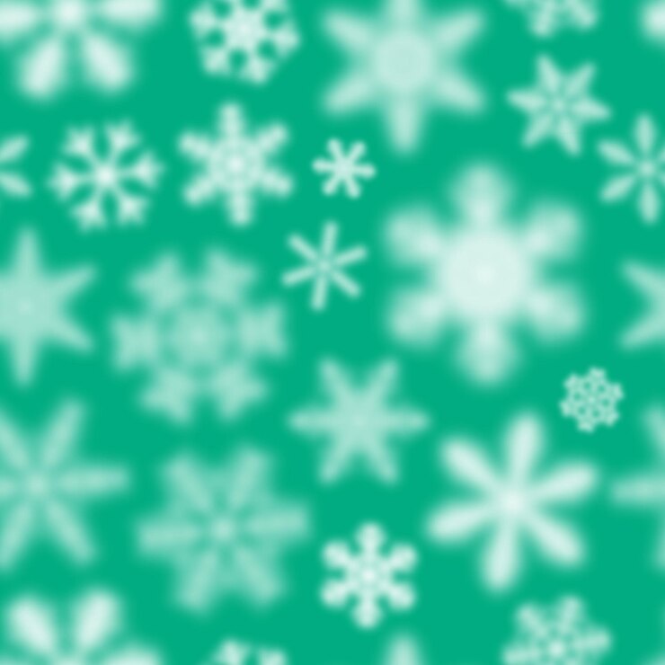 Vector navidad de patrones sin fisuras de copos de nieve blancos desenfocados sobre fondo turquesa