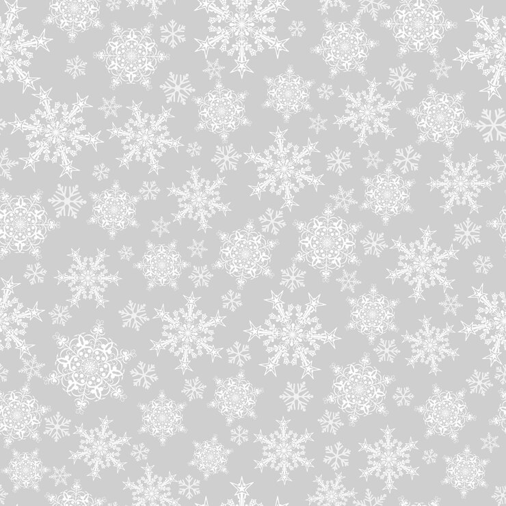 Vector navidad de patrones sin fisuras de copos de nieve grandes y pequeños, blanco sobre gris