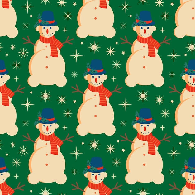 Navidad de patrones sin fisuras con muñeco de nieve