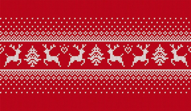 Navidad de patrones sin fisuras. tejer estampado rojo. ilustración vectorial.