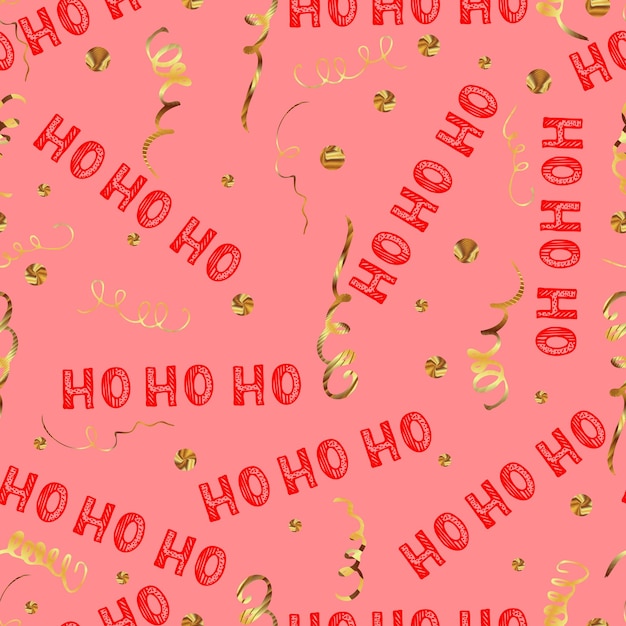 Navidad de patrones sin fisuras con texto ho ho ho con fondo rojo Letras de mano saludo Navidad Santa risa Hohoho patrón Fondo vectorial con palabras escritas a mano ho
