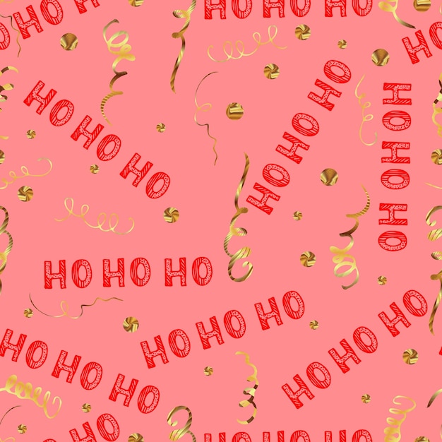 Navidad de patrones sin fisuras con texto ho ho ho con fondo rojo letras de mano saludo navidad santa risa hohoho patrón fondo vectorial con palabras escritas a mano ho