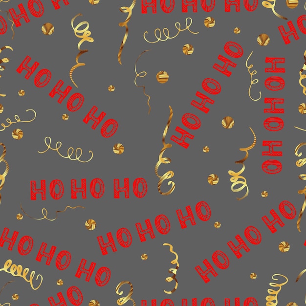 Navidad de patrones sin fisuras con texto ho ho ho con fondo rojo letras de mano saludo navidad santa risa hohoho patrón fondo vectorial con palabras escritas a mano ho