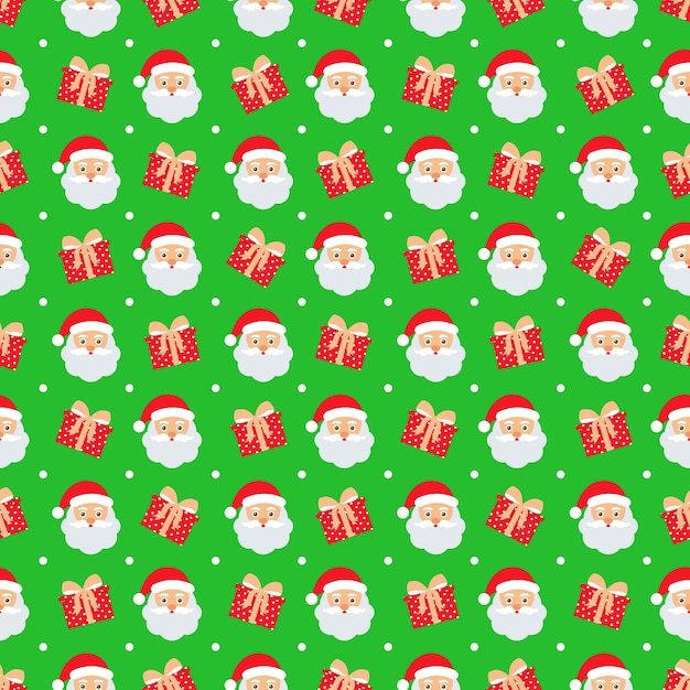 Navidad de patrones sin fisuras texturas de año nuevo con regalos y caras de papá noel impresión de envoltura geométrica festiva de navidad