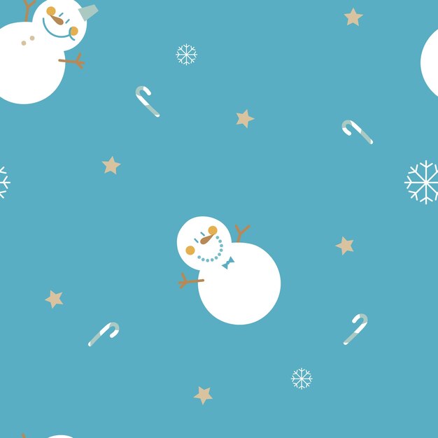 navidad perfecta con patrón de repetición de muñeco de nieve en fondo azul