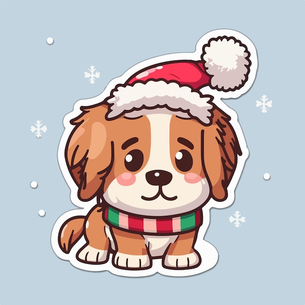 Navidad perro dibujos animados pegatina navidad cachorro pegatinas elementos Newyear colección