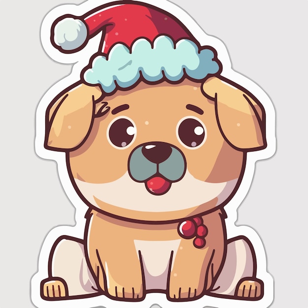 Vector navidad perro dibujos animados pegatina navidad cachorro pegatinas elementos vacaciones de invierno