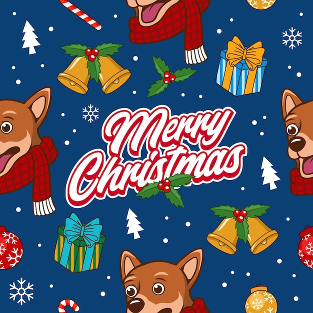 Vector navidad perro de patrones sin fisuras dibujado a mano diseño vectorial