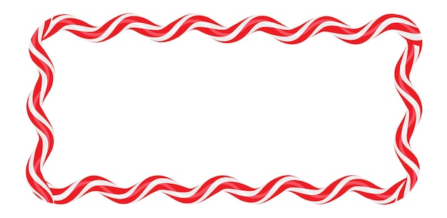 Navidad piruletas retorcidas marco ondulado rectangular con rayas rojas y blancas Navidad y Año Nuevo