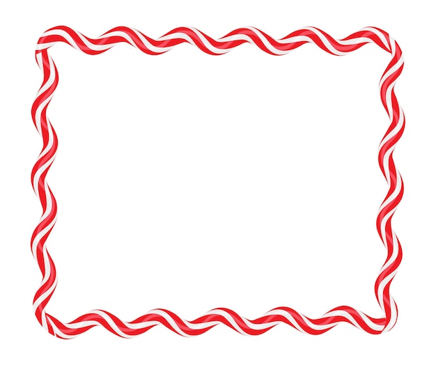 Navidad piruletas retorcidas marco ondulado rectangular con rayas rojas y blancas Navidad y Año Nuevo
