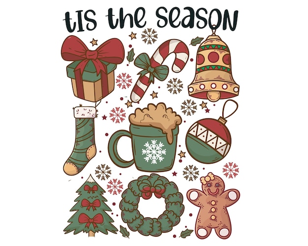 Navidad retro SVG Tis la temporada PNG