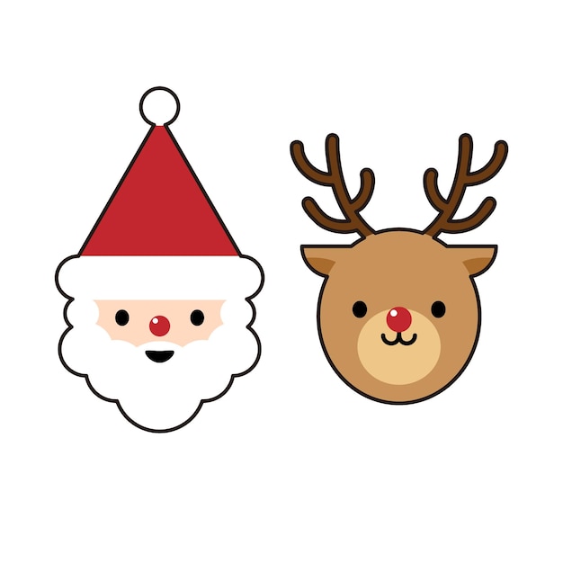 Navidad Santa Claus y la cara del personaje de los ciervos.