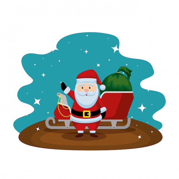 Navidad santa claus con carro