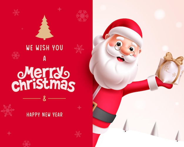 Navidad Santa Claus diseño de plantilla vectorial de personajes Feliz Navidad y feliz año nuevo