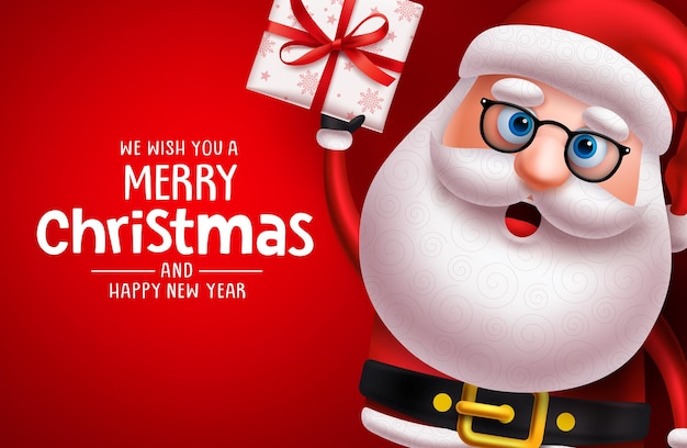 Vector navidad santa claus personaje vector banner plantilla feliz navidad saludo texto con santa