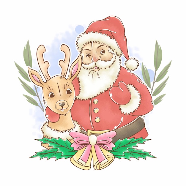 Vector navidad santa claus con renos de navidad