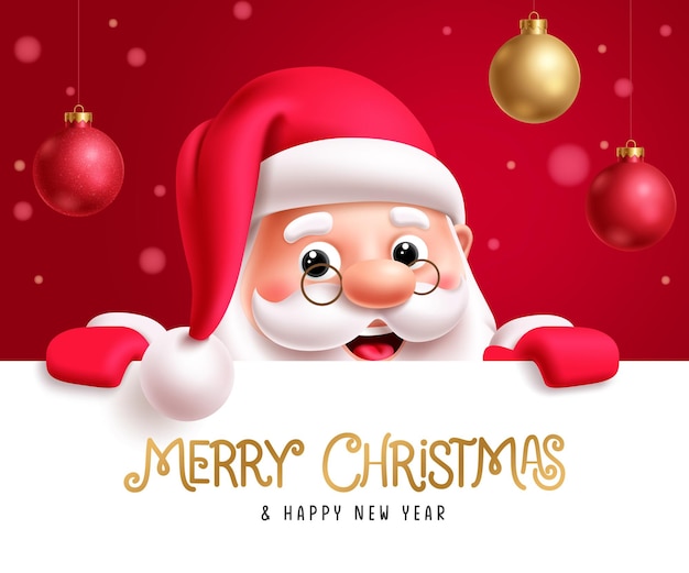 Navidad Santa Claus tarjeta de felicitación diseño de plantilla vectorial Feliz Navidad y Feliz Año Nuevo