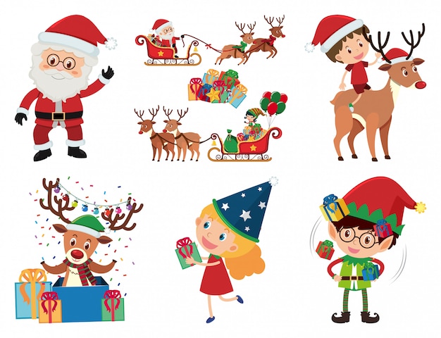 Navidad con santa y niños