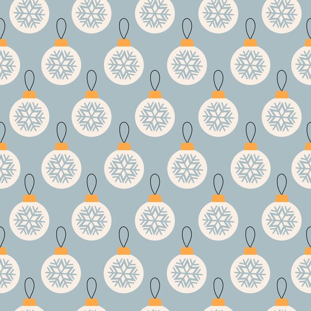 Navidad simple de patrones sin fisuras con bolas de Navidad blancas redondas sobre fondo azul.