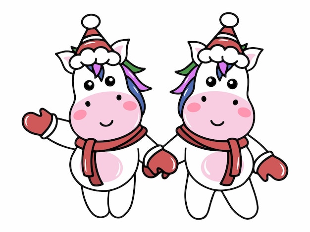 Navidad con unicornio y sombrero de Navidad