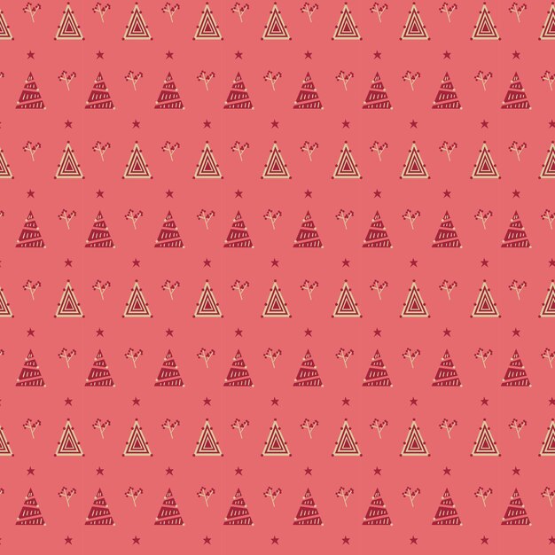 Navidad vacaciones Vector transparente Retro patrón fondo rojo árbol jardín naturaleza ornamento copo de nieve