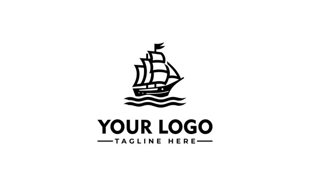 Navío a vela en el océano Vector de logotipo Aventura Navio a vela Viaje Diseño listo y plantilla de logotipo