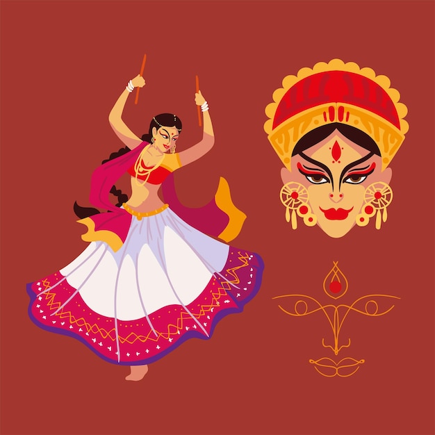 Navratri durga puja y bailarina