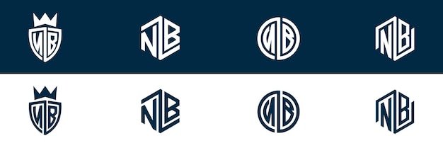 NB Diseño del conjunto de letras del logotipo BN