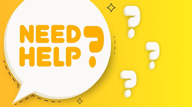 Necesidad de ayuda Burbuja de voz con Necesidad de texto de ayuda Ilustración 2d Icono de línea vectorial de estilo plano para Negocios y Publicidad
