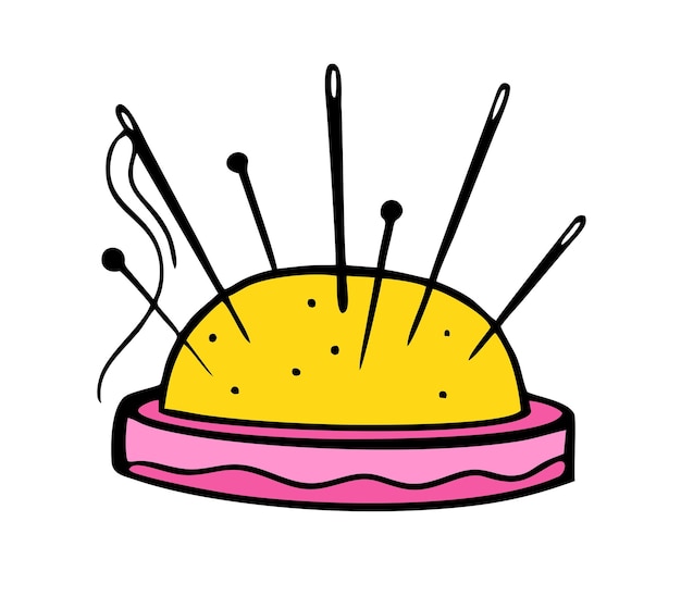 Needler garabatos Costura hecha a mano Ilustración vectorial en blanco