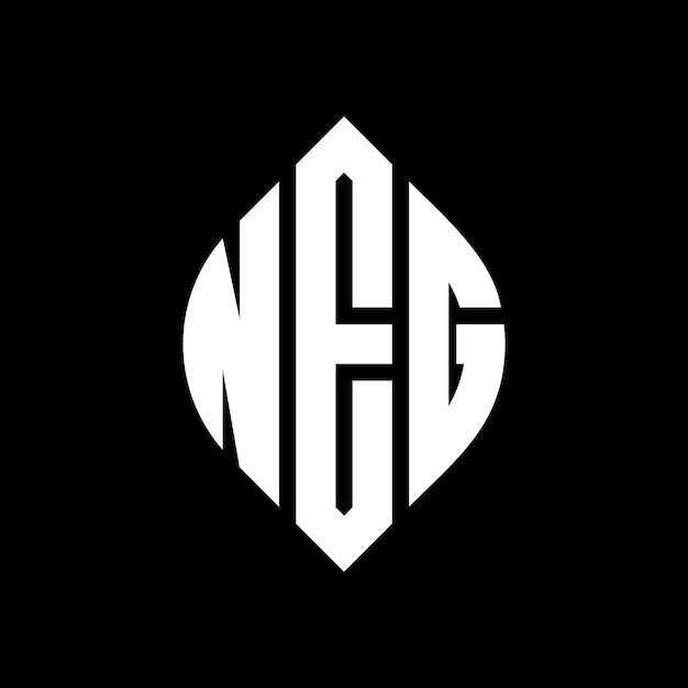 NEG diseño de logotipo de letra de círculo con forma de círculo y elipse NEG letras de elipse con estilo tipográfico Las tres iniciales forman un logotipo de círculo NEG emblema de círculo Monograma abstracto letra marca vector