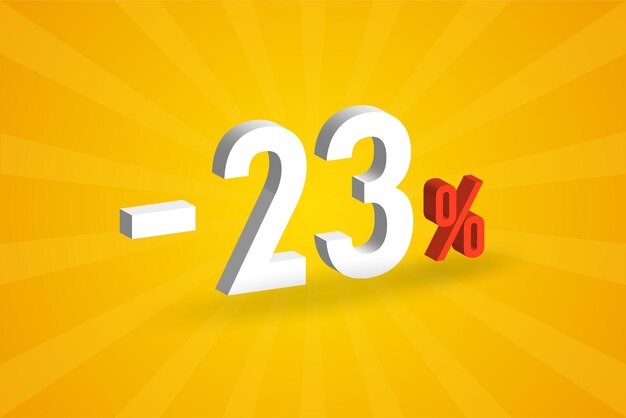 Negativo 23 descuento texto 3D para ventas y promoción