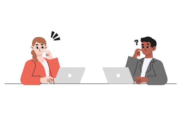 Negocio, autónomo, problema, pensamiento, idea, concepto de trabajo. Joven empresaria perpleja pensativa,