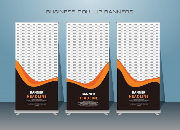 Vector negocio creativo roll up banner. diseño de banner de pie.