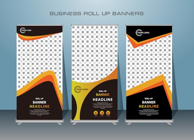 Vector negocio creativo roll up banner. diseño de banner de pie.