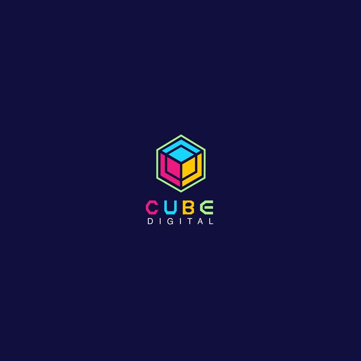 Vector negocio digital con el logotipo del cubo