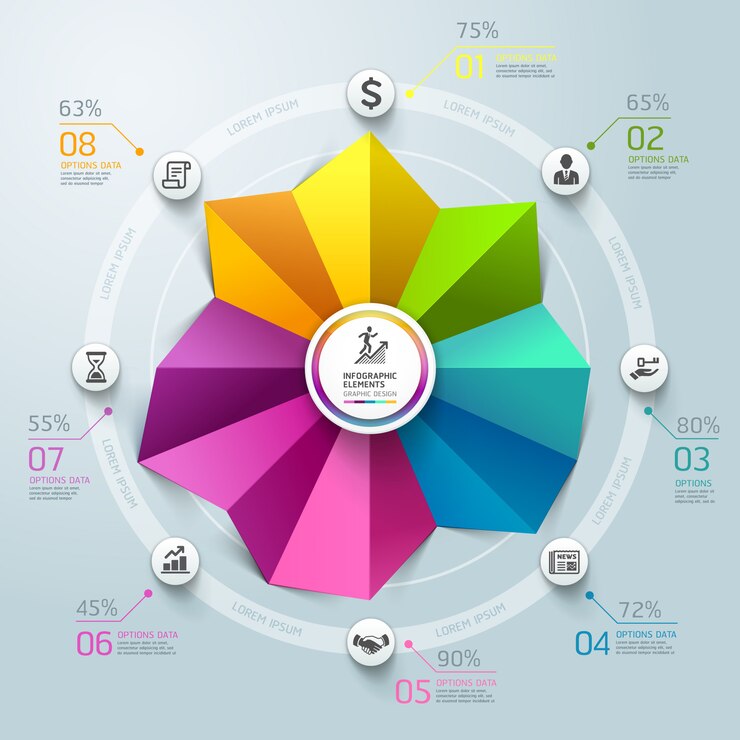 Vector negocio infografía círculo gráfico estilo origami.