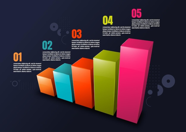 Negocio de infografías, plantilla de diseño de gráfico de proceso para presentación, elementos abstractos de la línea de tiempo.