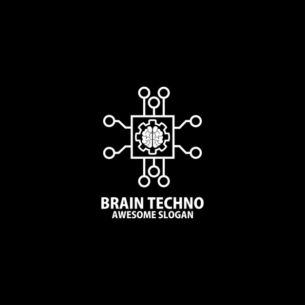 Negocio de logotipo de diseño de tecnología cerebral