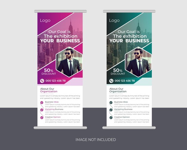 Negocio moderno roll up banner diseño plantilla vector diseño listo para imprimir