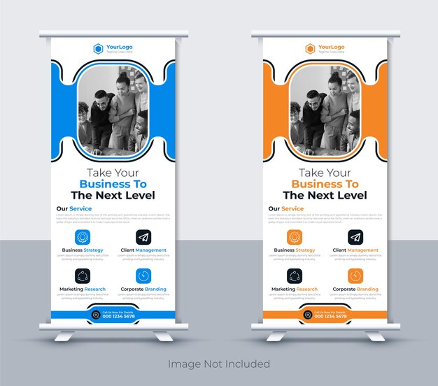 Negocio moderno roll up banner plantilla de diseño