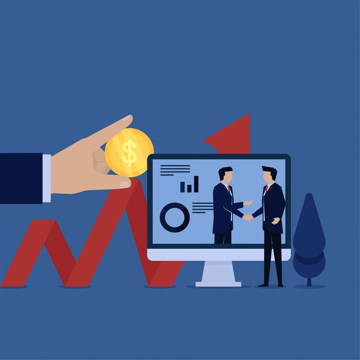 Vector negocio plano vector concepto gerente apretón de manos con inversionista metáfora de inversión.