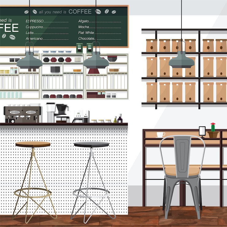 Vector negocio de te y café