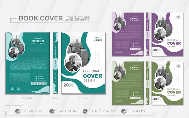 Negocios corporativos y plantilla de tamaño A4 de diseño de portada de libro de informe anual simple, moderno y creativo