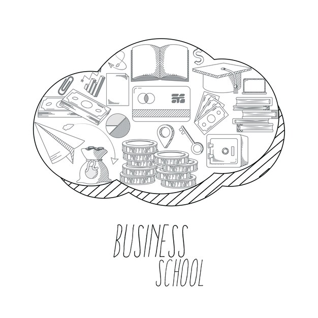 Negocios y educación doodles mano dibujar
