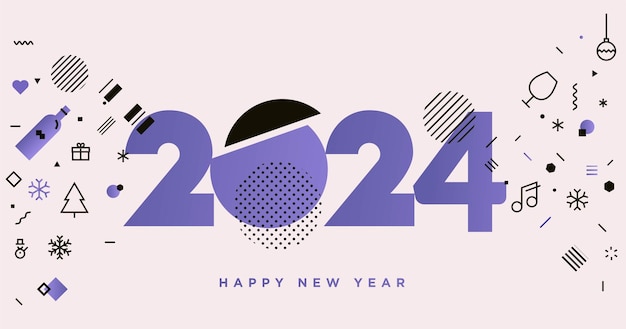 Vector negocios feliz año nuevo 2024 tarjetas de felicitación