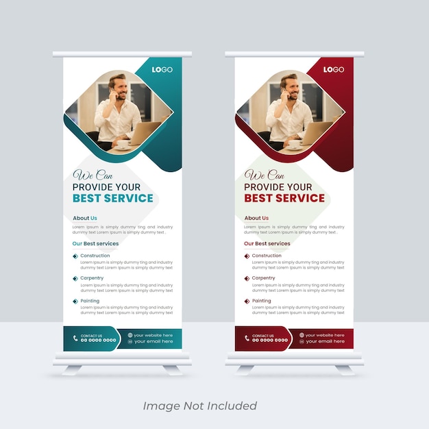 Vector negocios modernos roll up banner plantillas de diseño