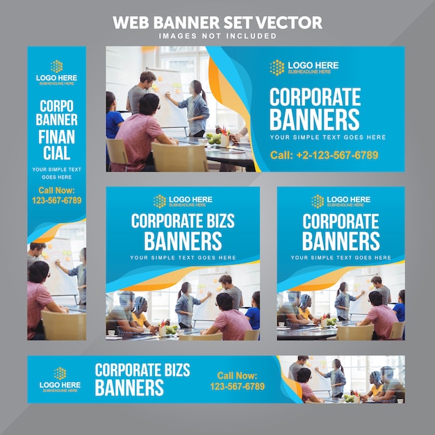 Negocios web banner set vector fondo plantillas