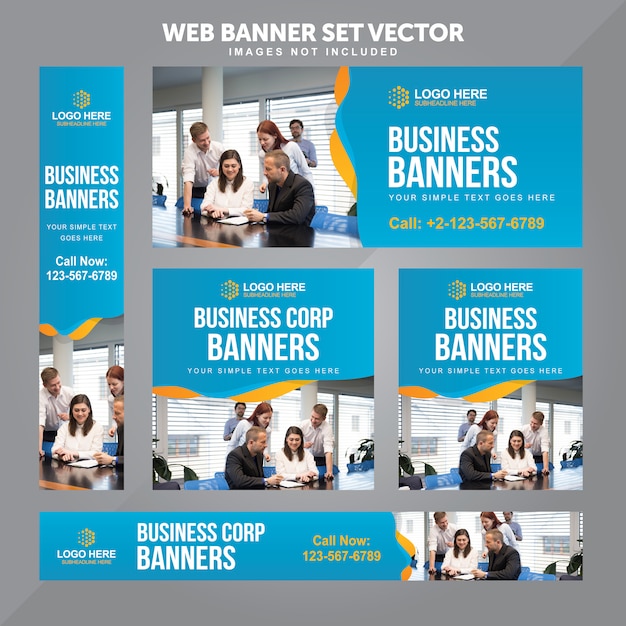 Negocios Web Banner Set Vector fondo plantillas