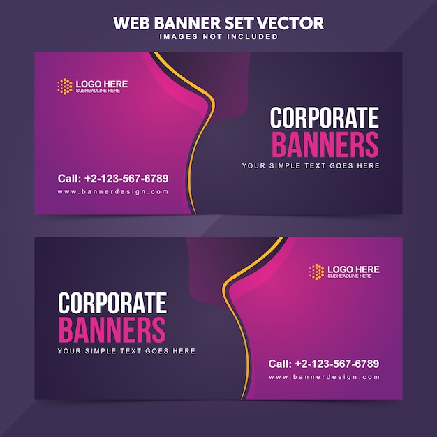 Negocios web banner set vector fondo plantillas